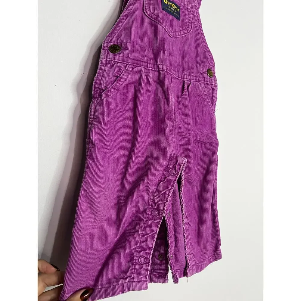 OshKosh B'Gosh Vintage Corduroy USA Overalls Purple Girls 12 Months
